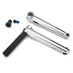 The Kink Pillar Cranks are displayed on a white background, featuring two silver crank arms, a robust chromoly spindle, and two small screws.