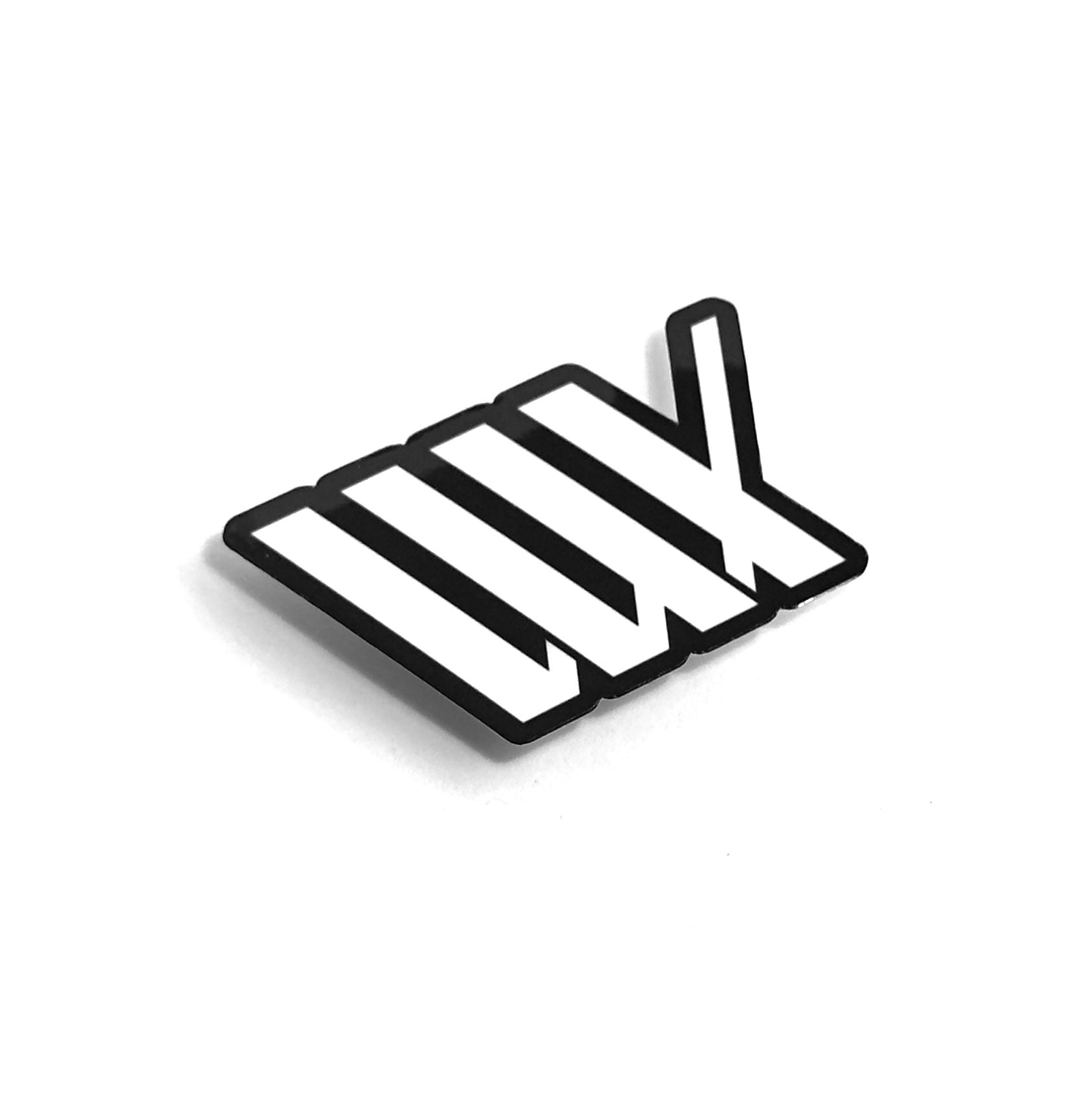 The LUXBMX Flag Sticker showcases five white bars crossed by a diagonal line set against a clean background. Made from waterproof holographic vinyl, this sticker is crafted for durability and style, withstanding even tough conditions.