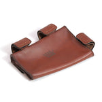 The LUXBMX Leather Frame Bag is handmade in Queensland from full-grain leather, features two rear loops for easy attachment, and displays a simple embossed logo on the front.