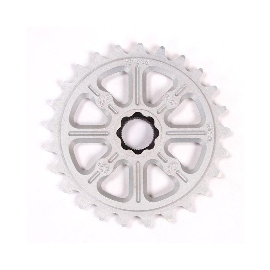 A Madera Helm Spline Drive Sprocket made of 7075 Aluminum on a white background.
