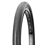 The Maxxis Torch Folding Silkworm 24 Inch Tyre features a lightweight design with a textured tread and multiple spoke holes on its metal rim, similar to the style used in Maxxis Torch cruisers, and is displayed upright against a white background.