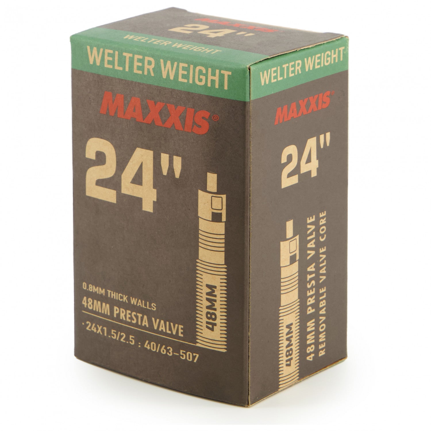 A box of Maxxis Welter Weight Presta Tubes now includes light tubes to save weight.