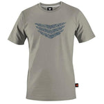 Check out the Meybo Flight Youth T-Shirt, a gray shirt featuring a bold blue abstract geometric design on the chest and a subtle black tag on the side. Ideal for trackside flair, this tee is available in youth sizes, providing comfort and style for every young enthusiast.