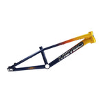 The Meybo 2026 Holeshot Junior Frame is a blue and yellow lightweight BMX frame featuring "MCYBO" on the side, displayed against a white background.