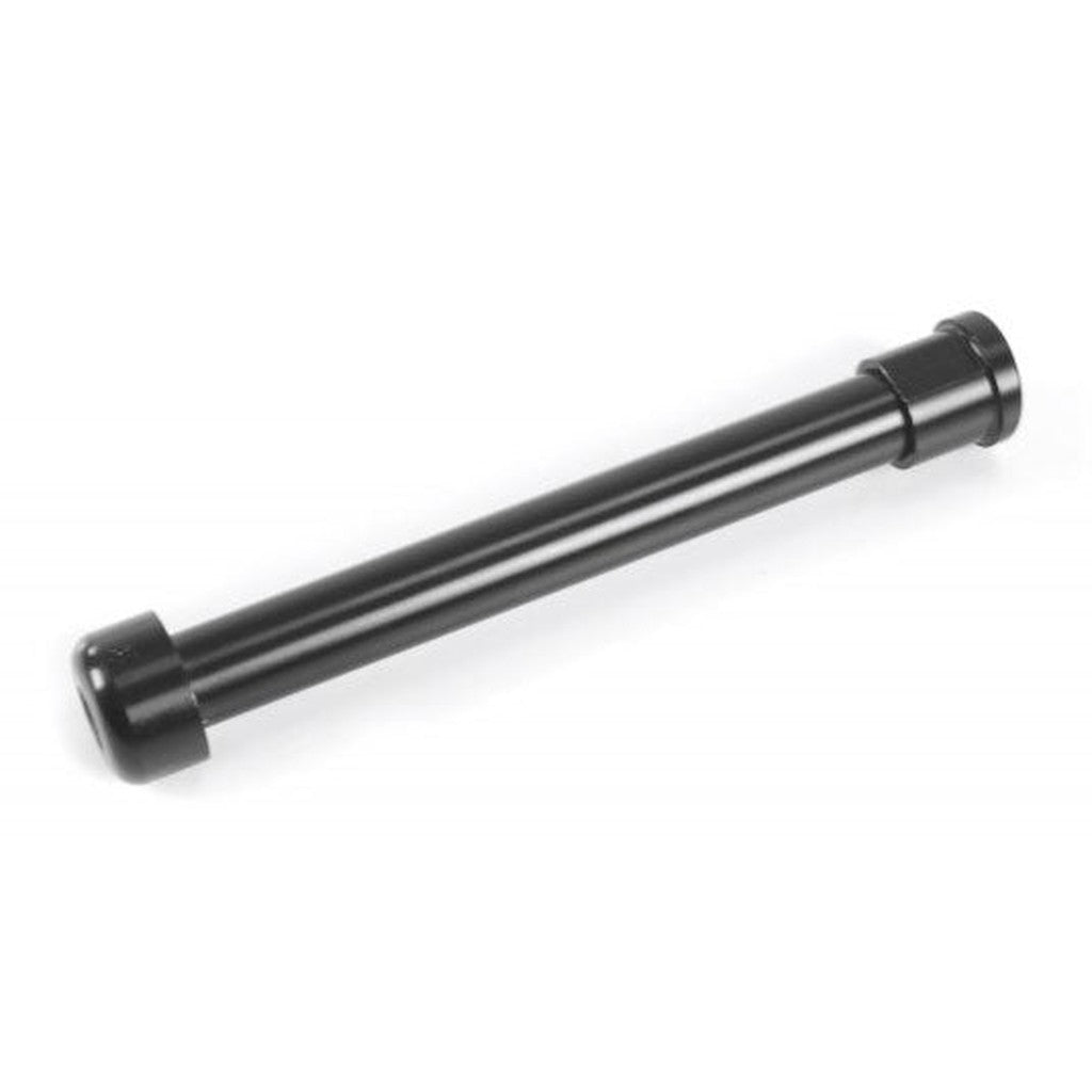 Black cylindrical Meybo HSX Carbon Replacement 15mm Axle flashlight isolated on a white background.