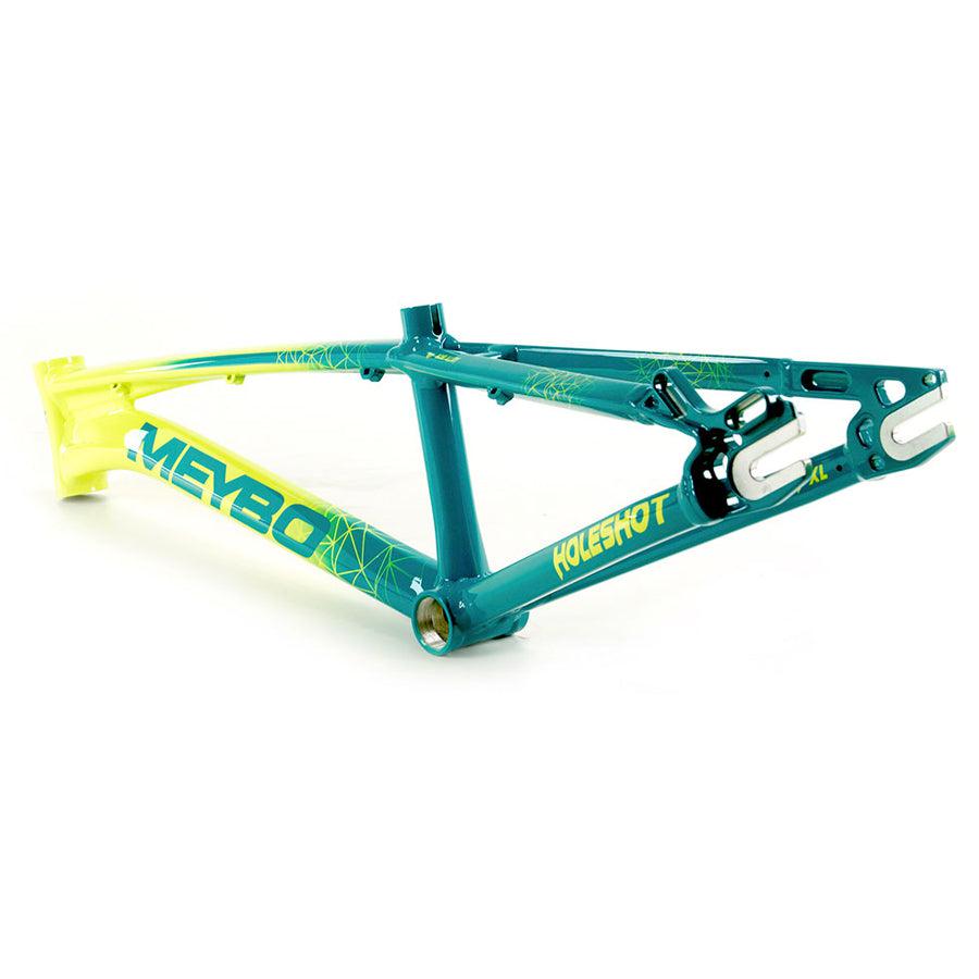 A blue and yellow Meybo 2024 Holeshot Pro XXL Frame with a 2024 Holeshot design on a white background.