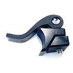 A Meybo HSX Carbon Frame Seat Clamp kit with a textured grip and an adjustable screw, isolated on a white background.