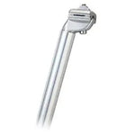 The Micro Adjust Seat Post 25.4 x 400mm, crafted from silver aluminium and featuring a micro-adjust clamp at the top for attaching a saddle.