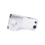 A Cult Mind Control Stem in silver metal is shown from the side, featuring two bolt holes against a white background.