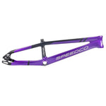 A purple Speedco Velox EVO Carbon Frame PRO L with the word speedco on it, featuring aerodynamic tubing for racing frames.