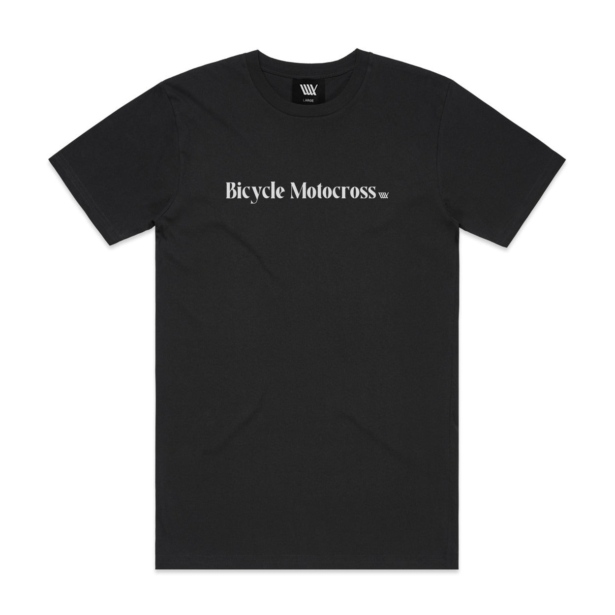 A LUXBMX Bicycle Motocross Tee Black, featuring white text reading "Bicycle Motocross" across the chest.