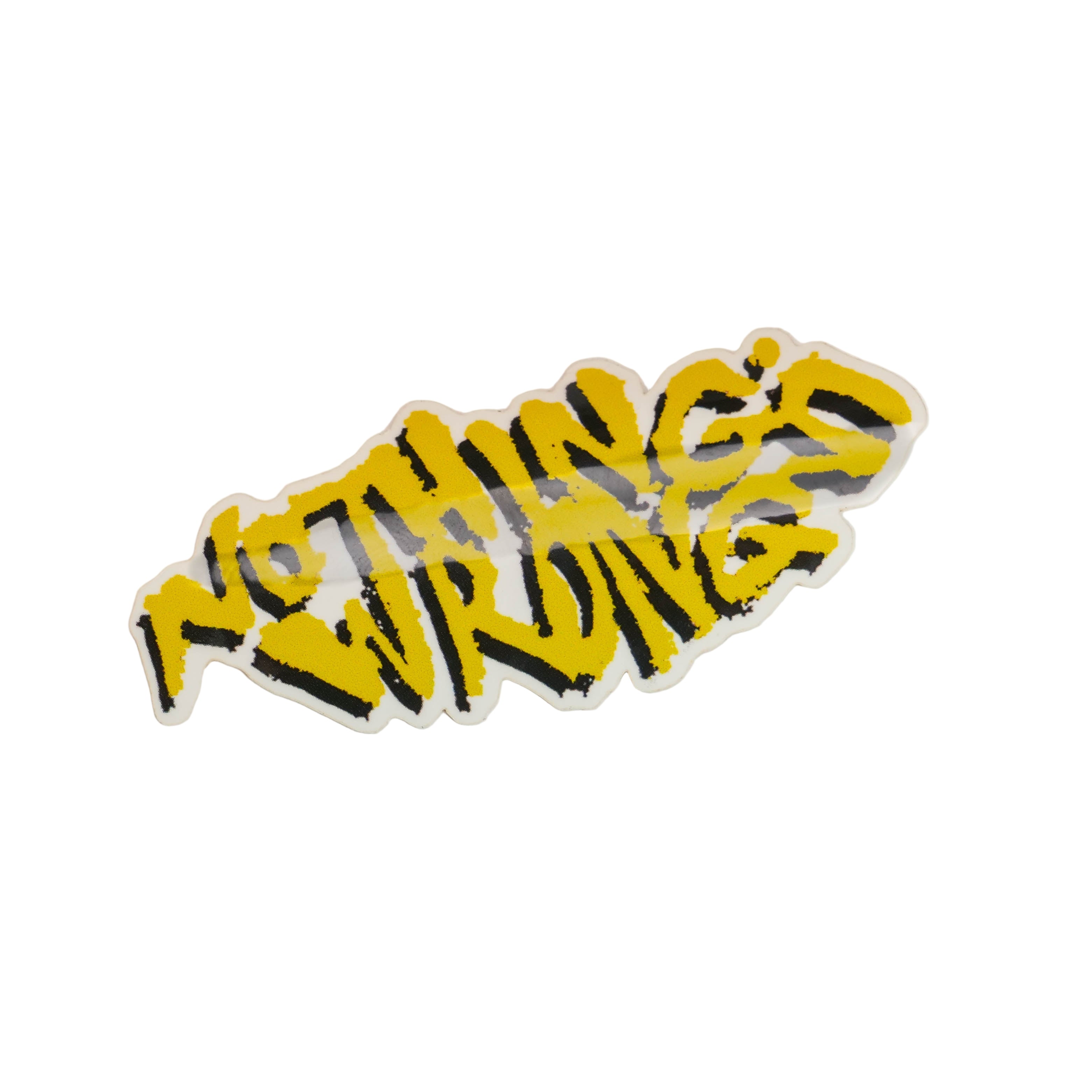 The Nothings Wrong Drain Brain Sticker features bold yellow and black graffiti-style lettering on a white background—ideal for fans of brand stickers.