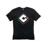 Black ODI Icon T-Shirt featuring a white and red geometric logo, ideal for BMX fans.