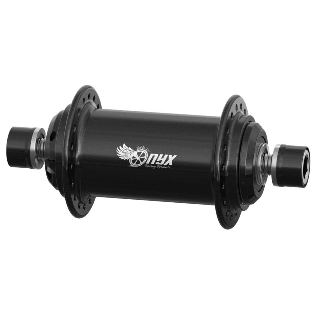 Onyx BMX 100/10mm Bolt-on Solid Front Hub / Black Ano / 28H