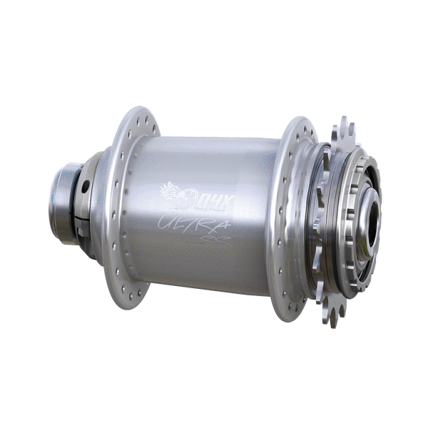 Onyx BMX Ultra SS 15mm thru-bolt rear hub in custom anodised and powder coat colours