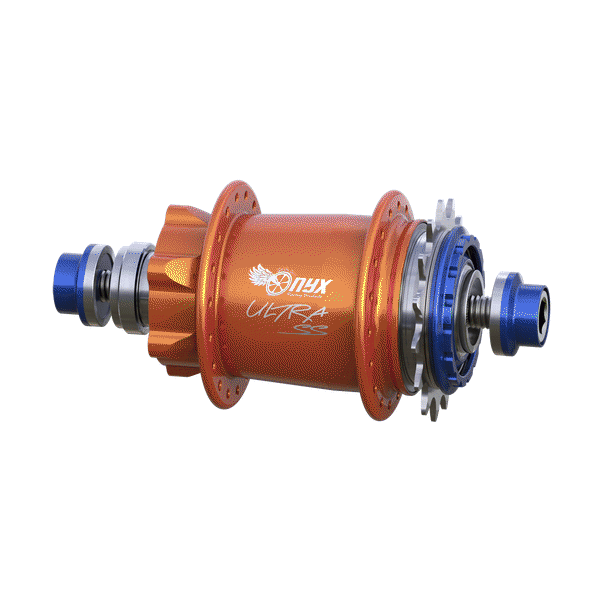 Onyx BMX Ultra SSD ISO disc 10mm bolt-on rear hub in custom anodised and powder coat colours