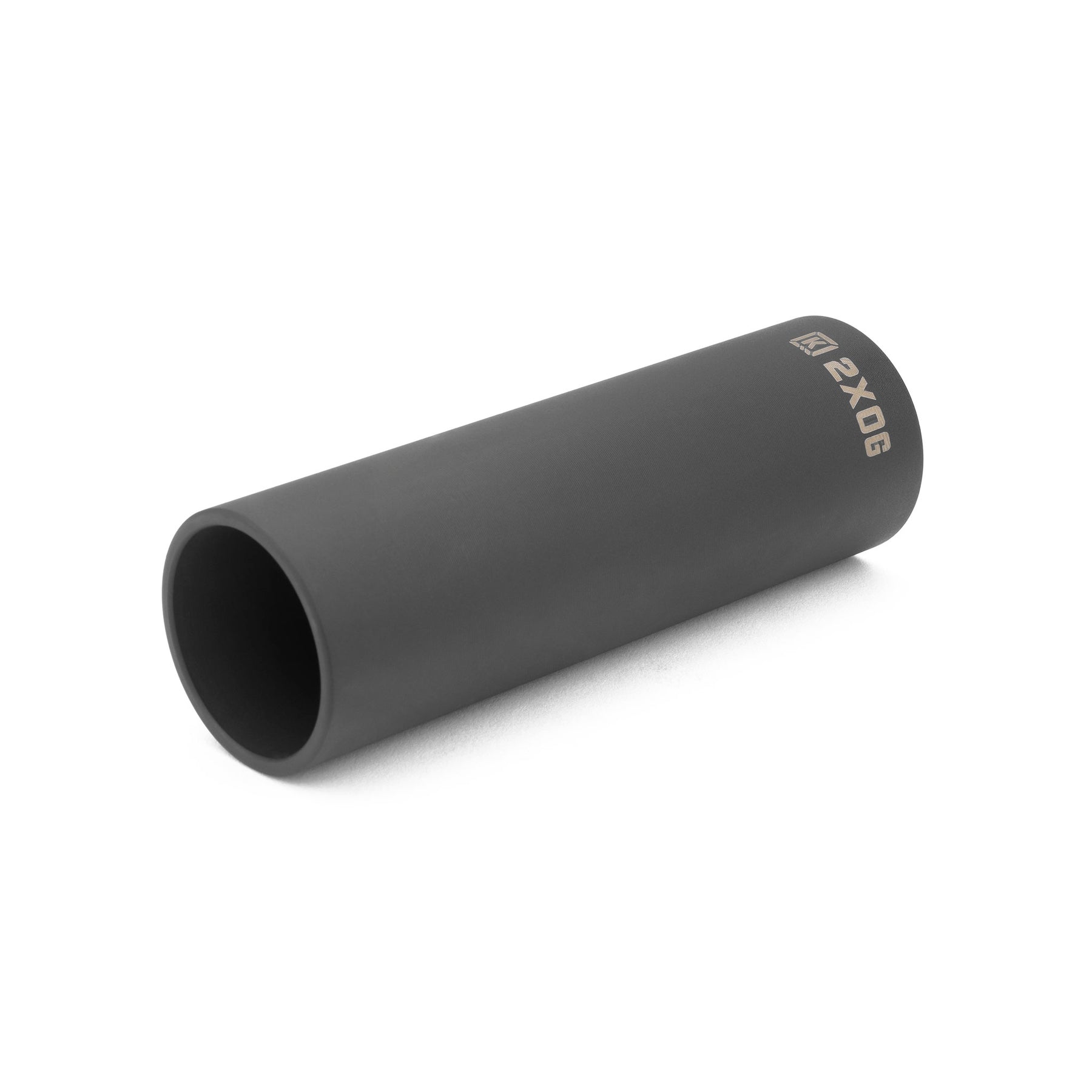 The Kink 2XOG Peg (4.5 Inch), a black cylindrical deep socket with "21x06" in white on its side, resembling a durable BMX bike peg, rests on a white background.