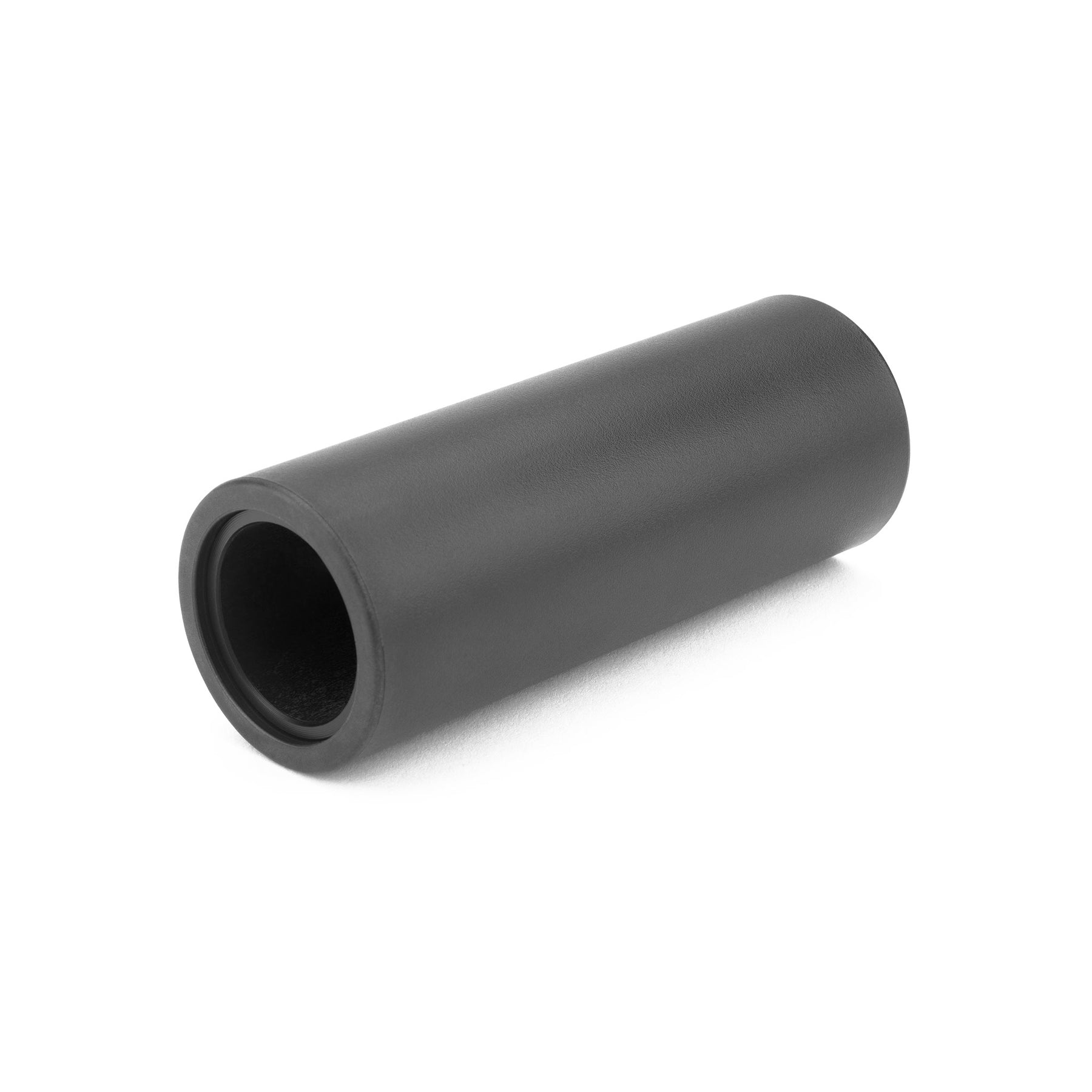 A black cylindrical nylon sleeve peg with a hollow center, designed for BMX use, the Kink Drift Peg (4.8 Inch) rests on a white background.