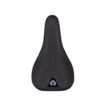 A black Eclat Bios Mid Pivotal Seat with a logo on it.
