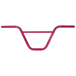 DRS Retro Bars in a high-rise design adorn a red BMX bicycle, set against a plain white backdrop, showcasing a classic 80's style.