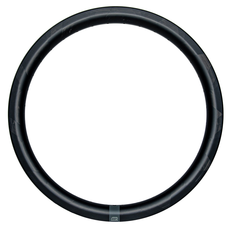 A black Michram OWT Rim Plain Logo (451 - 20x1-3/8) carbon rim on a white background, featuring Optimal Weave Technology (OWT) by Michram.