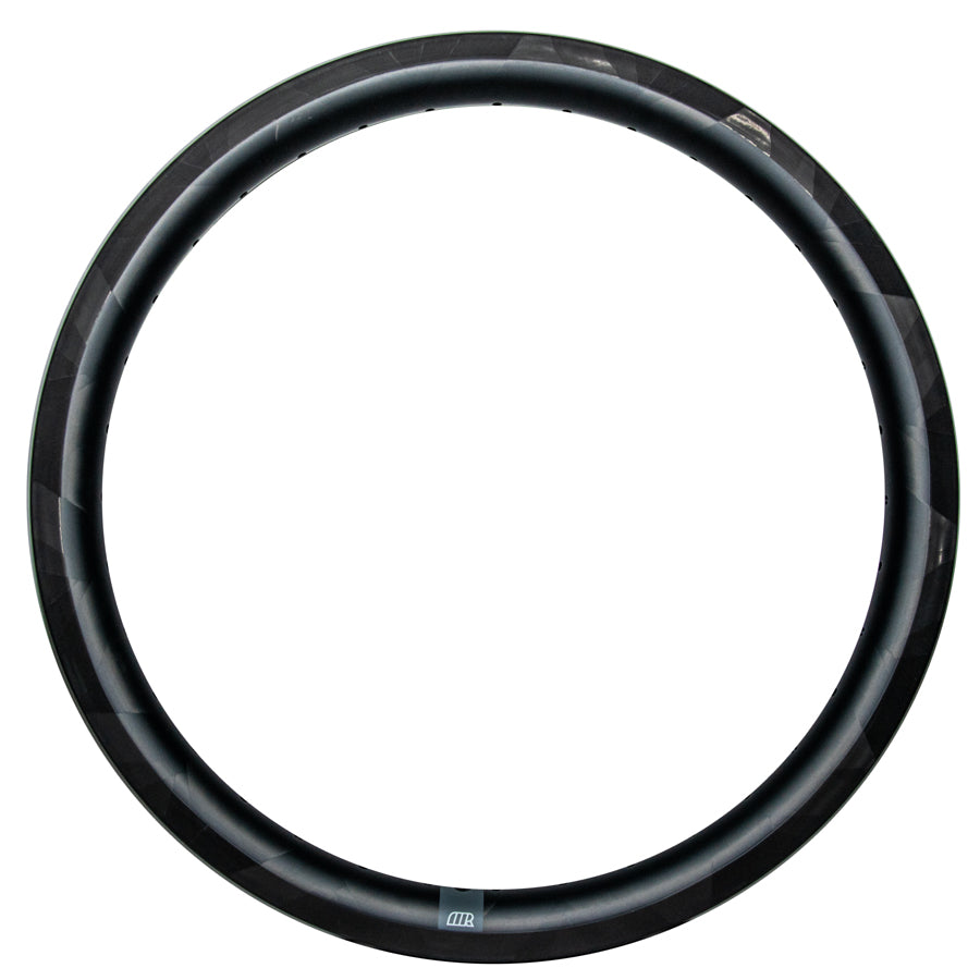 A black bicycle tire ring on a white background, made from Michram OWT Rim Plain Logo (451 - 20x1-1/8).