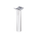 A BSD Blitzed Pivotal Seat Post (185mm), a silver object with a white background.