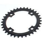 The Profile Elite 4 Bolt Chainring, CNC machined from 7075 aluminium, features a sleek black design with several teeth and four bolt holes arranged in a circular pattern.
