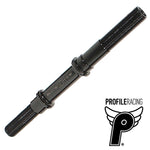 A black Profile Mini Cro-Mo Rear Axle from Profile Racing with threaded ends, marked "GDH 175MM." The Profile Racing logo is visible in the bottom right corner.