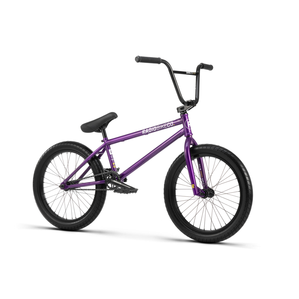 A purple Radio Darko 20 Inch Bike on a white background.