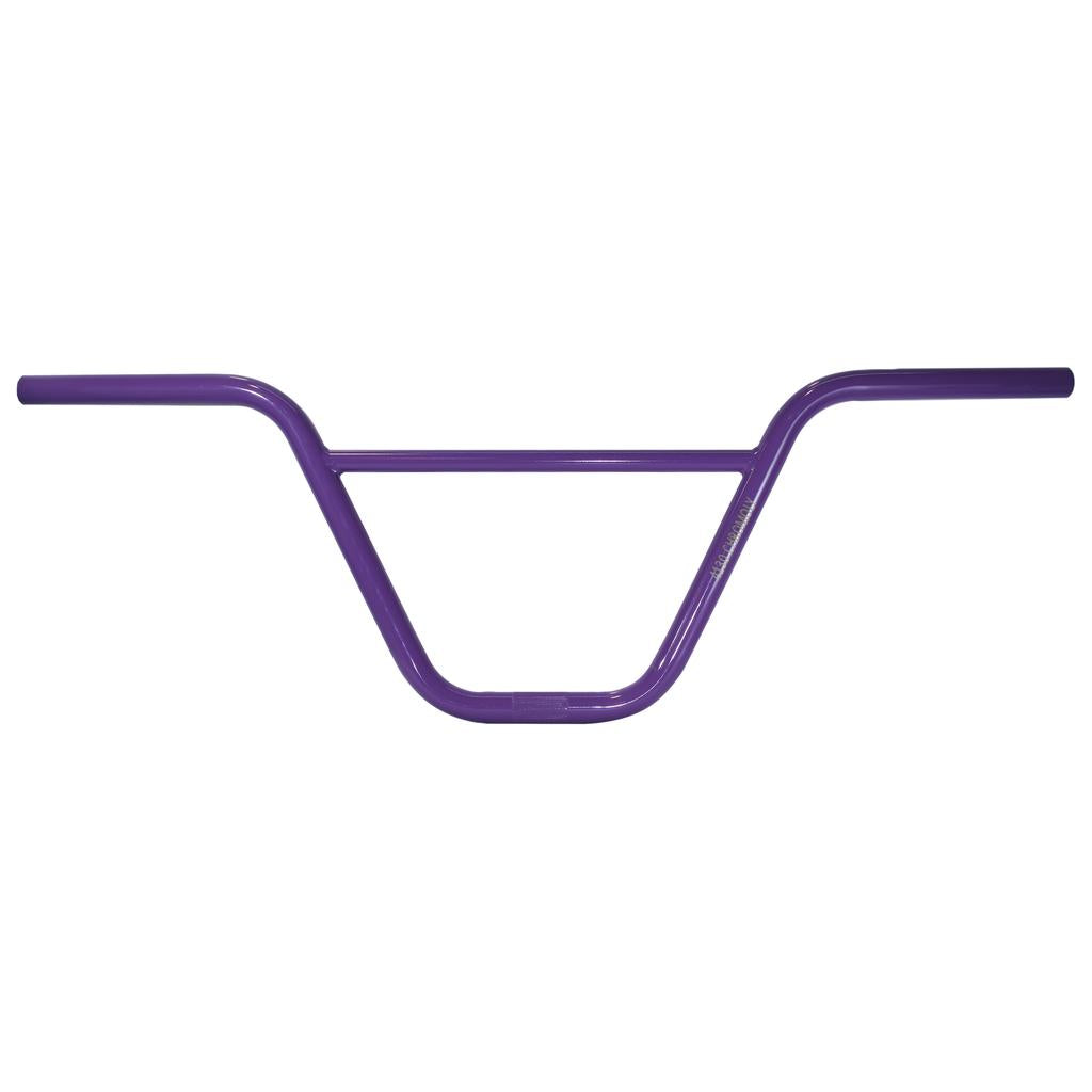 The DRS Retro Bars, a purple BMX handlebar with a crossbar inspired by the 80's style, is showcased against a white background.