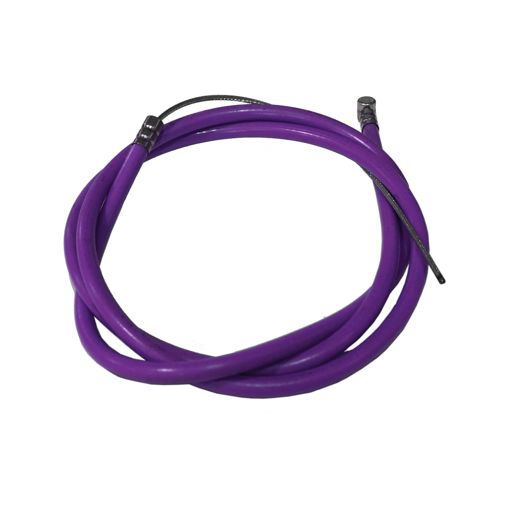 A purple hose with a cost effective DRS OEM Slick Brake Cable attached to it.
