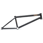 The Radio Nemesis Frame is a black chromo BMX frame with an angular design and "RBC" in orange on the top tube near the head tube.