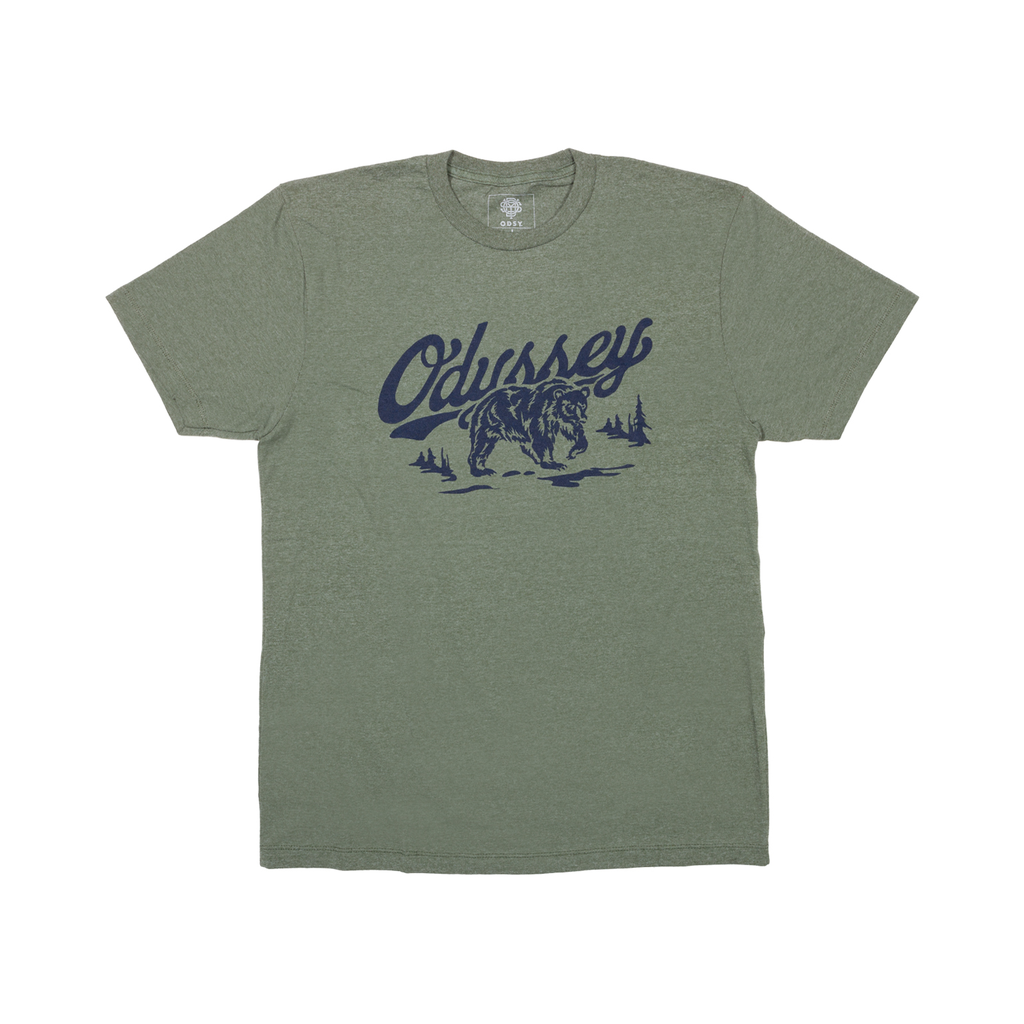 An Odyssey Roam T-Shirt with a bear on it.