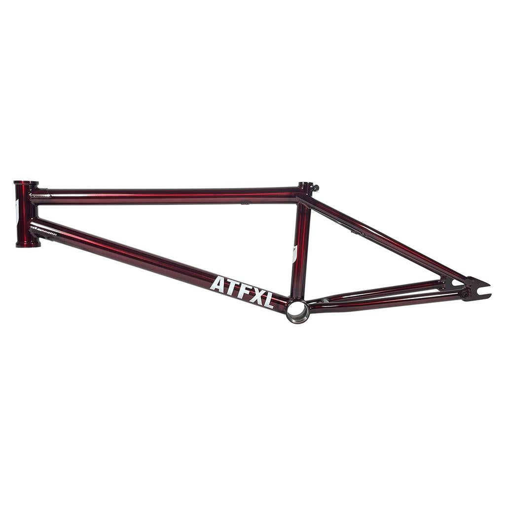 A maroon S&M ATF XL Frame all terrain BMX frame displayed on a white background.
