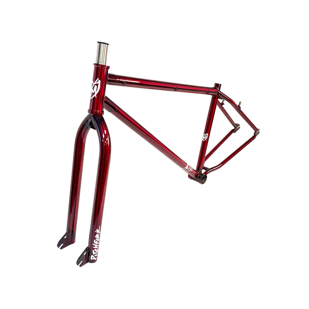 A S&M ATF 29 Inch Frame & Fork Kit with white writing on it, suitable for V-brake mounts.
