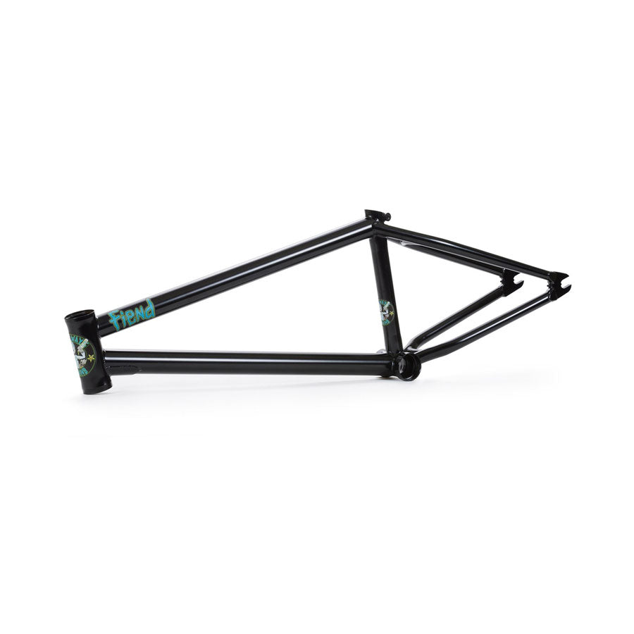 The Fiend Reynolds V2 Frame, endorsed by renowned street machine Garret Reynolds, stands out with its sleek black design on a pristine white background.