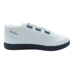 The S1 Accel Race Shoes are white athletic shoes with black accents, perforated side detailing, and three straps. Featuring an STKgrip rubber sole for superior traction, they're perfect as BMX or flat pedal shoes.