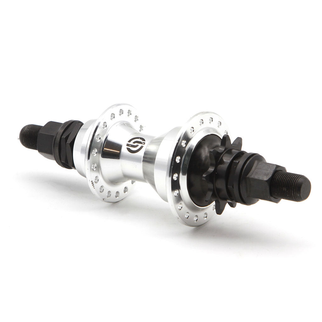 A tough Salt Curse Salt Rear Hub with a black rim, featuring a 9t driver.