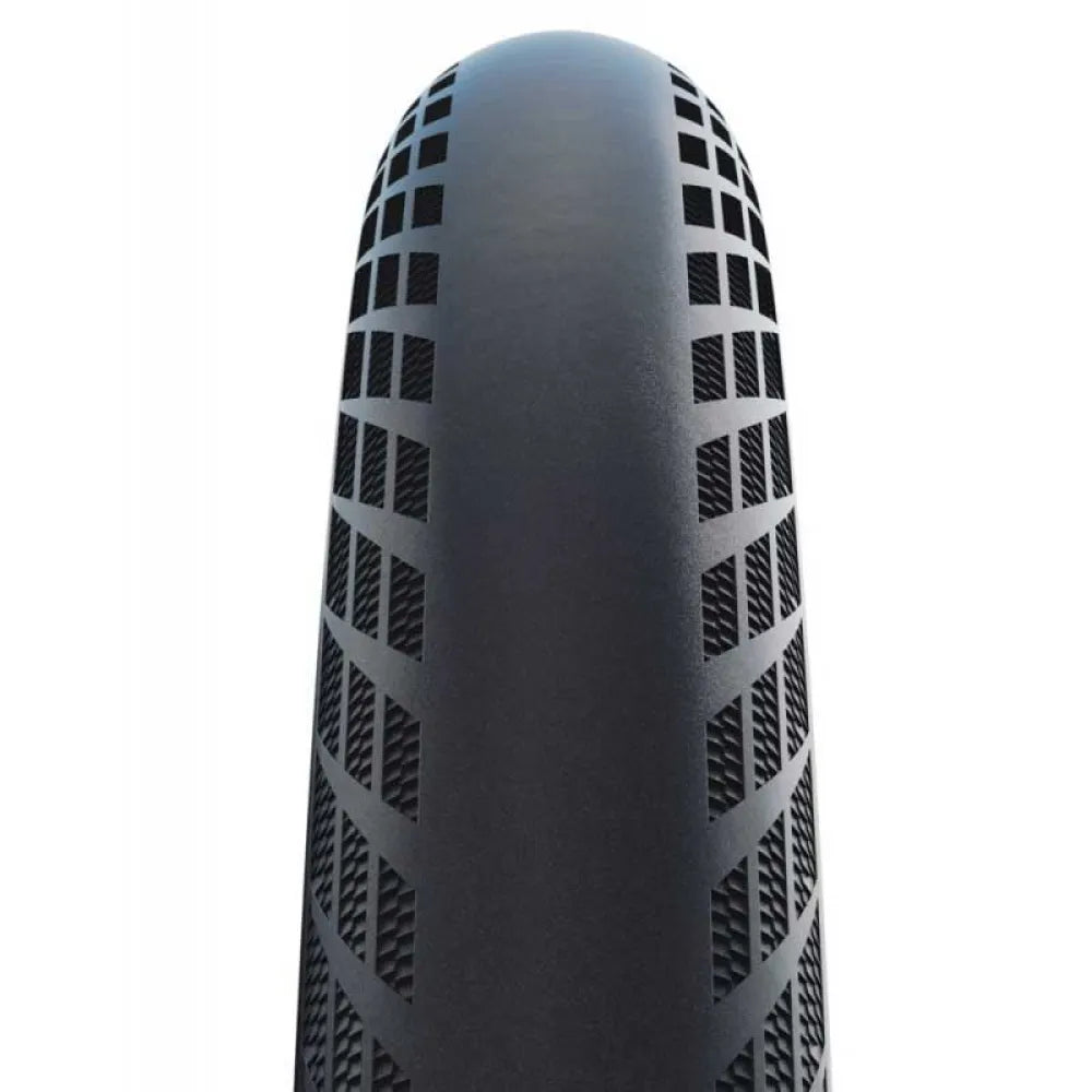 Close-up top view of the Schwalbe SX-R BMX Tyre, featuring a geometric tread pattern, photographed on a white background.