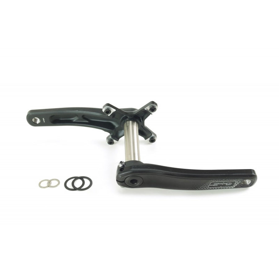 A set of SD Crank B-85 Matt Black brake levers for a bike on a white background.