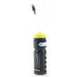 A black and yellow SD Water Bottle (With Straw) with a long-straw attached.