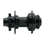 A black SD Ace V2 Rear 15mm Disk Hub with disc brake mount and multiple spoke holes, made for carbon race wheels, is shown from the side against a white background.