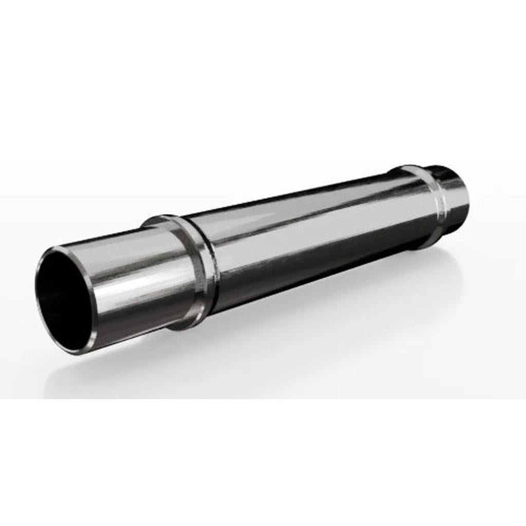 A shiny, metallic cylindrical pipe with two flared ends, similar to the precision-engineered SD-X Sniper Evo Rear Axle 15mm / Conversion from 10mm to 15mm, is displayed against a white background.