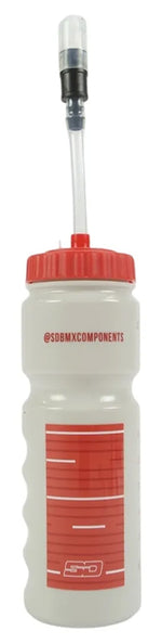 The SD and Meybo Water Bottle With Straw (2026 Colours) features a clear 700ml bottle, red lid, long straw for easy sipping, and red text/graphics—ideal for carrying your rehydration solution on the go.