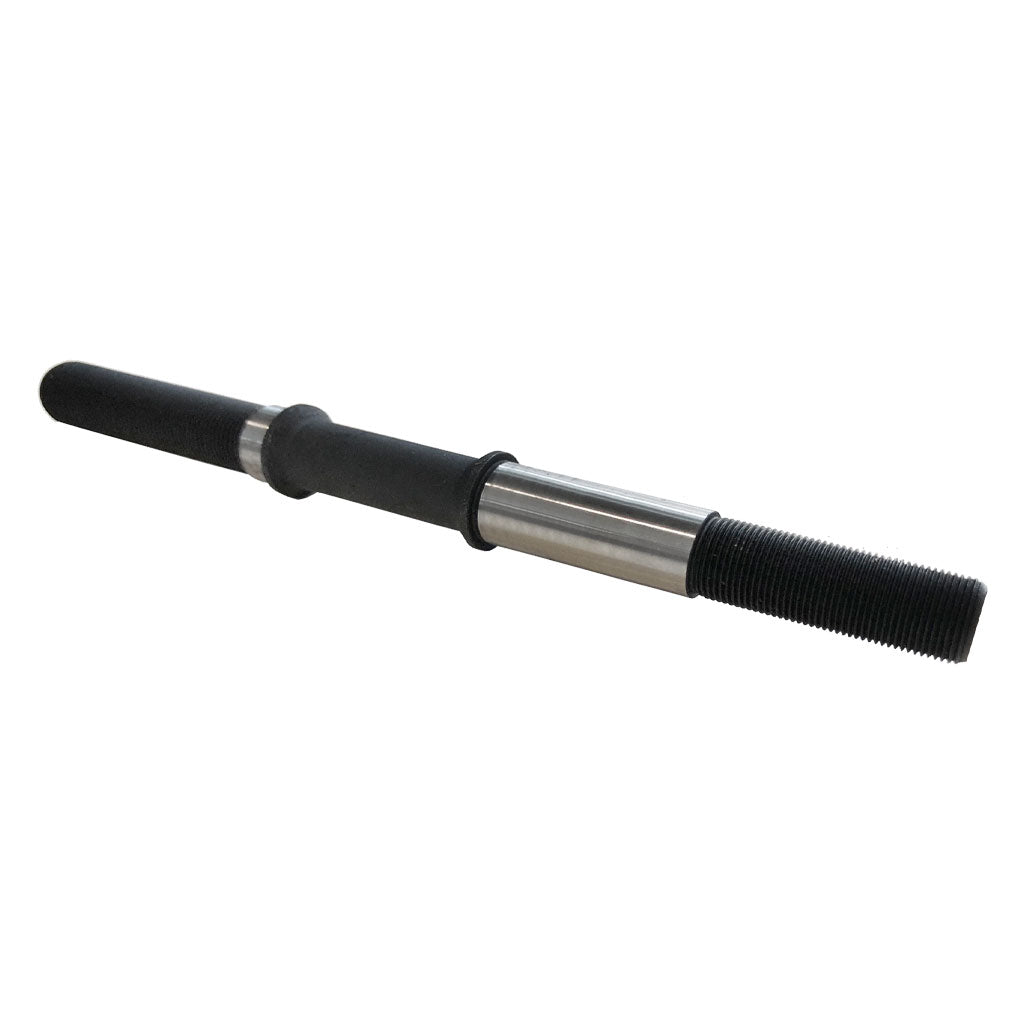 The ECLAT Seismic Axle, featuring a sleek black and silver design with threaded ends and a rubber grip, delivers unmatched stability.