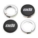 Four round metal lock rings and black end caps with “odi” branding, ideal for Tangent Contour Lock On Grips or slim-fit bike handlebar grips, displayed on a white background.
