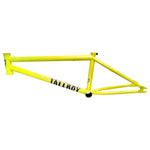 A yellow S&M Tall Boy (Charlie Crumlish) frame with the word talboy on it.