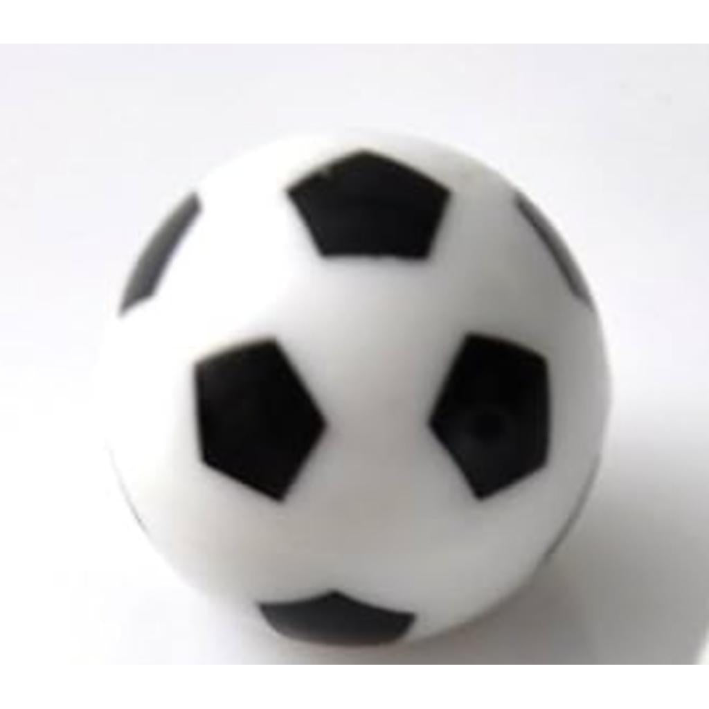 A pair of Soccer Ball Schrader Valve Caps is displayed on a white background, showcasing their classic black and white design—ideal for soccer fans or as sporty accents for your bike.