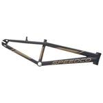 Matte black and gold Speedco M2 Junior Cruiser Frame pictured on a white background, featuring the brand name on the lower tube—one of Speedco’s top youth aluminum frames.